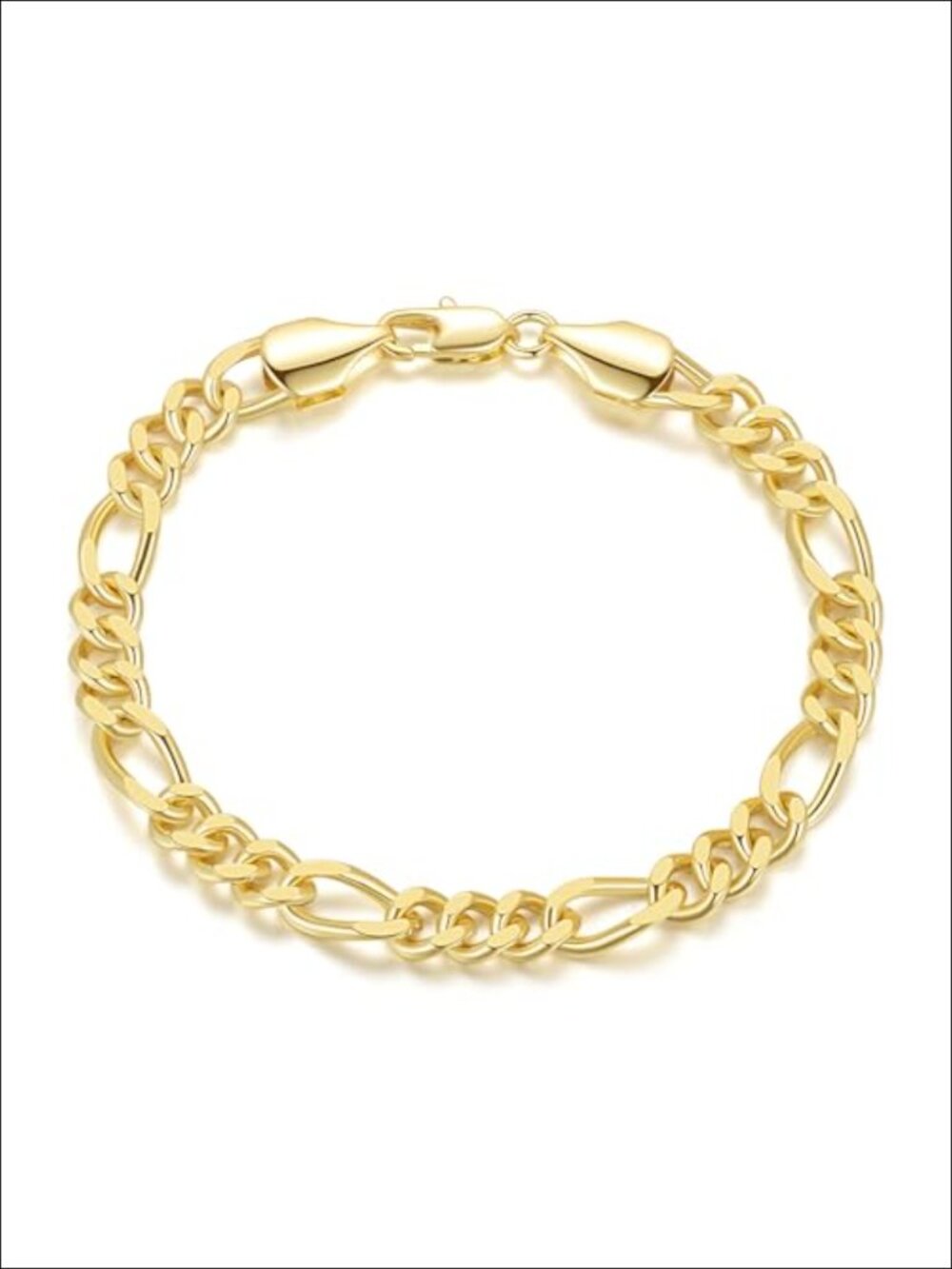 14K Gold Plated Figaro Link Bracelet for Women Men Non Tarnish